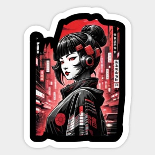 Japanese Style Girl Futuristic Sticker
